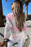 Multicolor Gradient Open Front Colorblock Tie-dye Cardigan