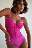 Adjustable Straps Floral Lace Crochet Teddy Lingerie