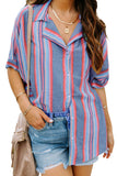 Button Striped Short Sleeves Shirt