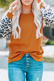 Leopard Sequin Patchwork Long Sleeve Top