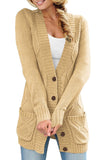 Multicolor Front Pocket and Buttons Closure Cardigan
