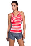 Active Monochrome Racerback Tankini and Swim Shorts