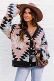 Oversized Aztec Buttons Front Cardigan