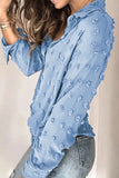 Long Sleeve Button Fuzzy Polka Dot Shirt