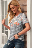 Spring Vibe Floral & Stripe Tee