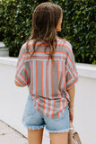 Button Striped Short Sleeves Shirt