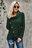 Buttoned Wrap Turtleneck Sweater