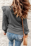 Frilled Shoulder Detail Cable Knit Sweater