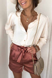 Frilled V Neckline Buttoned French Shirt