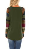 Color Block Striped Twisted Knot Long Sleeve Top