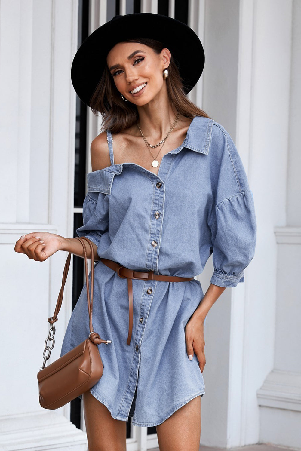 Denim Dress Outfit w. Belt for Women