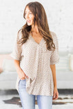 Chloe Animal Print V-neck Rolled Sleeve Tunic Top
