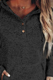 Heathered Print Button Snap Neck Pullover Hoodie