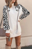 Turtleneck Leopard Print Mini Dress
