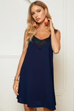 V Neck Lace Shoulder Sleeveless Mini Dress