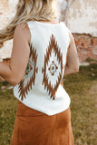 V Neck Aztec Pattern Sweater Vest