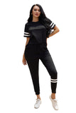 Striped Accent Short Sleeve and Joggers Set