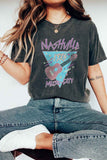 NASHVILLE MUSIC CITY Guitar Print Crew Neck T Shirt