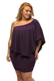 Plus Size Multiple Dressing Layered Dark Blue Mini Poncho Dress