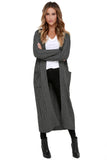 Gray Cable Knit Open Front Long Cardigan