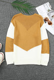 Two-Tone Chevron Pullover Sweater