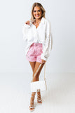 Eyelet Detail Oversize Shirt with Chest Pockets
