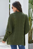 Green Dolman Sleeve Open Front Knit Cardigan