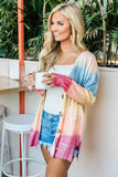 Rainbow Ombre Buttoned Cardigan with Pockets