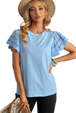 Hollow Out Ruffle Sleeve T-shirt