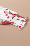 Round Neck Bishop Sleeves Floral Blouse