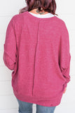Plus Size Chest Pocket Drop Shoulder Top