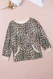 Plus Size Leopard Pullover Top with Pocket