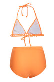 Pom Pom Mesh Insert High Waist Bikini