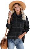 Beige Grid Pattern Turtleneck Sweater