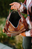Faux Leather Waterproof Zipped Vintage Backpack