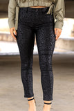 Sheen Leopard Print Mid Rise Skinny Pants
