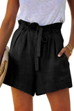 Beige Tie Waist Casual Shorts with Pockets