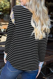Stripe Splicing V Neck Long Sleeve Top