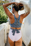 Printed Zipped Racerback Maillot