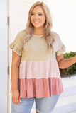 Ruffled Colorblock Babydoll Plus Size Top