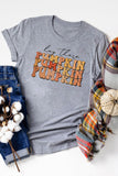 Gray Hey There PUMPKIN Letter Print Crew Neck T Shirt