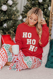 Christmas HO HO HO Graphic Round Neck Sweatshirt