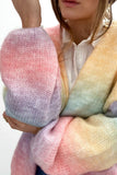 Multicolor Ombre Tie-dye Drop Shoulder Cardigan