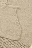 Kangaroo Pocket Button Lace Drawstring Hooded Pullover Sweater
