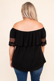 Plus Size Off-the-shoulder Short Sleeve Top