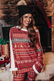 Reindeer Geometric Print Top and Skinny Pants Lounge Set