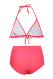 Pom Pom Mesh Insert High Waist Bikini
