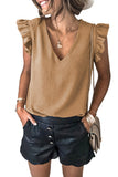 Ruffled Sleeve V Neck Top