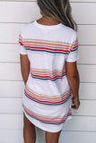 Striped Print Round Neck T-shirt Mini Dress