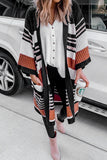 Pocketed Novelty Striped Chenille Cardigan